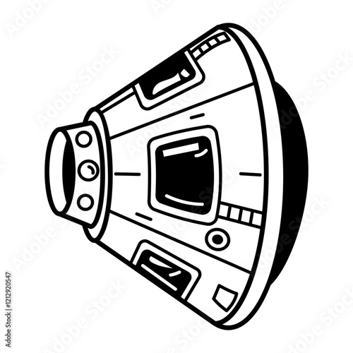 A hand drawn icon of space module