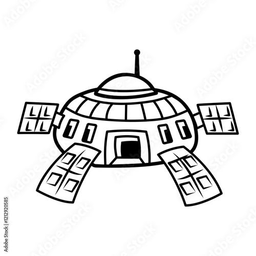 Space base icon in doodle style