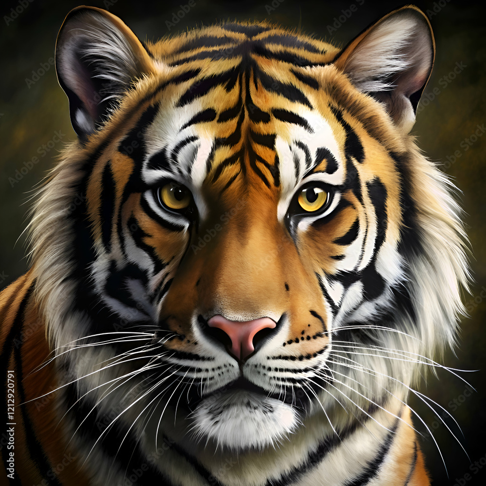 Obraz premium Close-up tiger portrait. intense gaze.