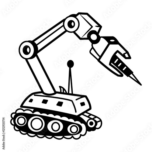 Space mining icon in drawing style