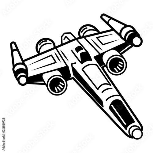 Space aircraft icon in sketchy style
