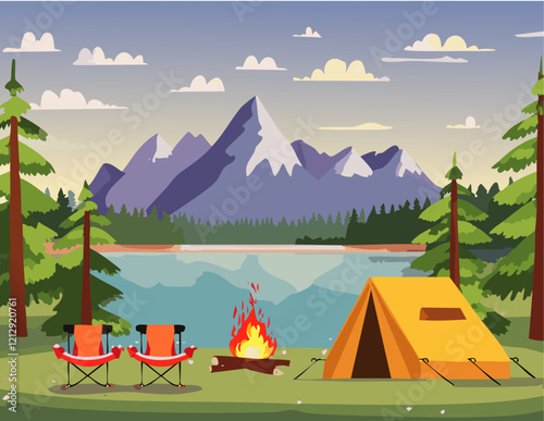 Scenic Mountain Camping by the Lake