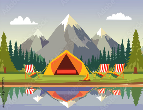 Scenic Mountain Camping by the Lake