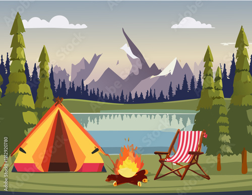 Scenic Mountain Camping by the Lake