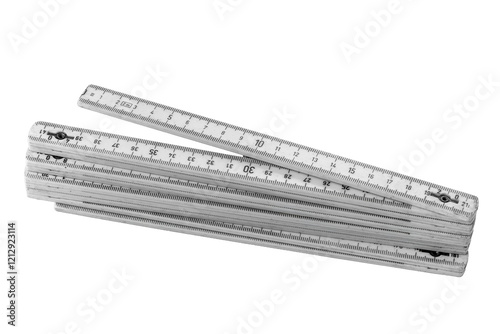 Yardstick isolated. White Carpentry ruler or folding rule