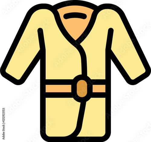 Comfortable yellow bathrobe tied with a belt, ideal for relaxing moments at home or in a spa