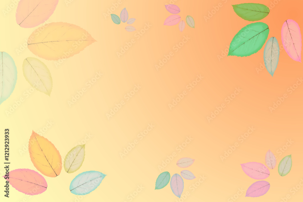 Fotografie Autumn leaves background framing with colorful gradient background