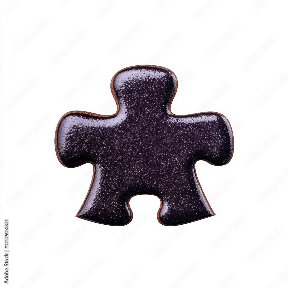 Obraz premium Colorful black glitter puzzle piece isolated on a white background highlighting creativity and problem solving.