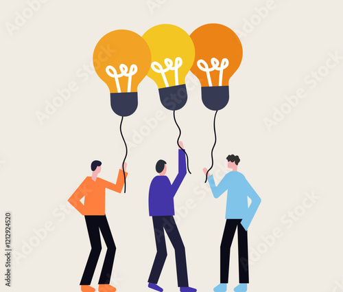 Team together working with individual ideas illustration