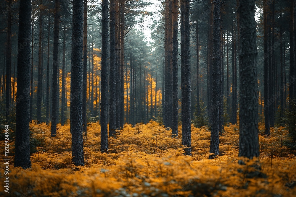 A path through the golden autumn forest A path through the golden autumn forest
