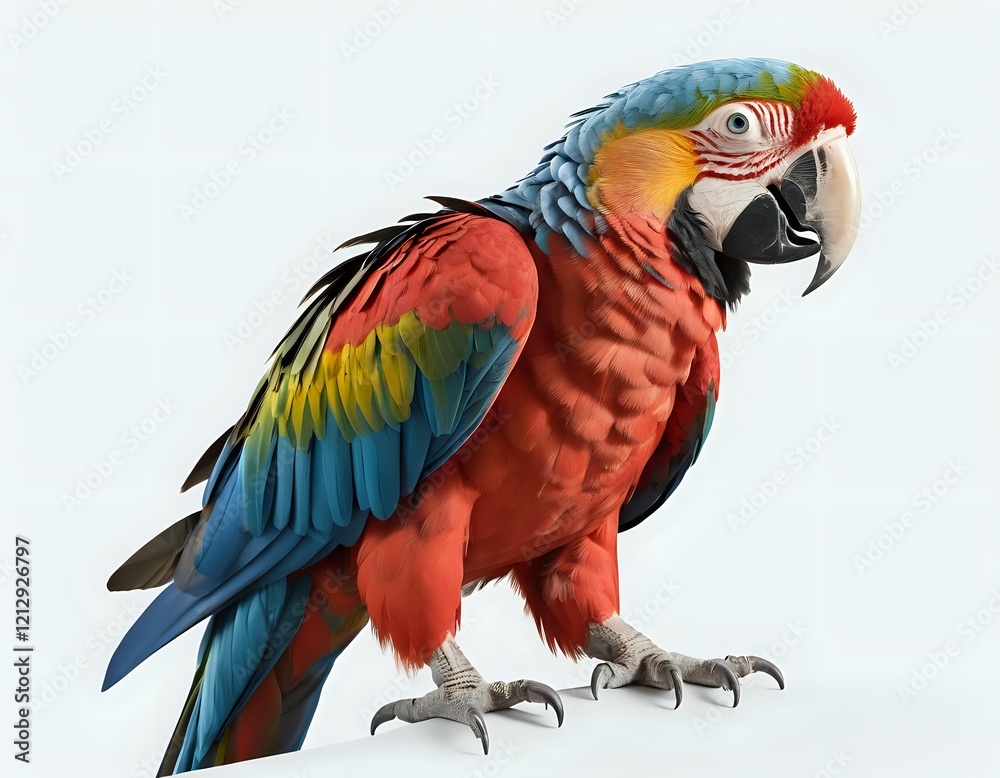 Fototapeta premium Vibrant Scarlet Macaw: A Detailed Portrait in Vivid Hues