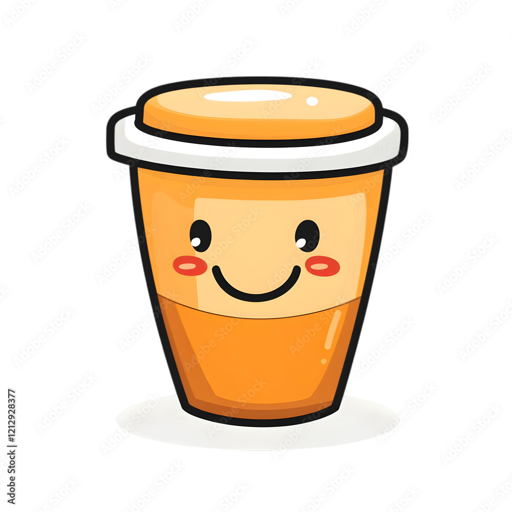 Happy Orange Drink Cup Cartoon Illustration Happy Orange Drink Cup Cartoon Illustration