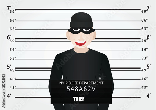 Thief man mugshot. vector illustration