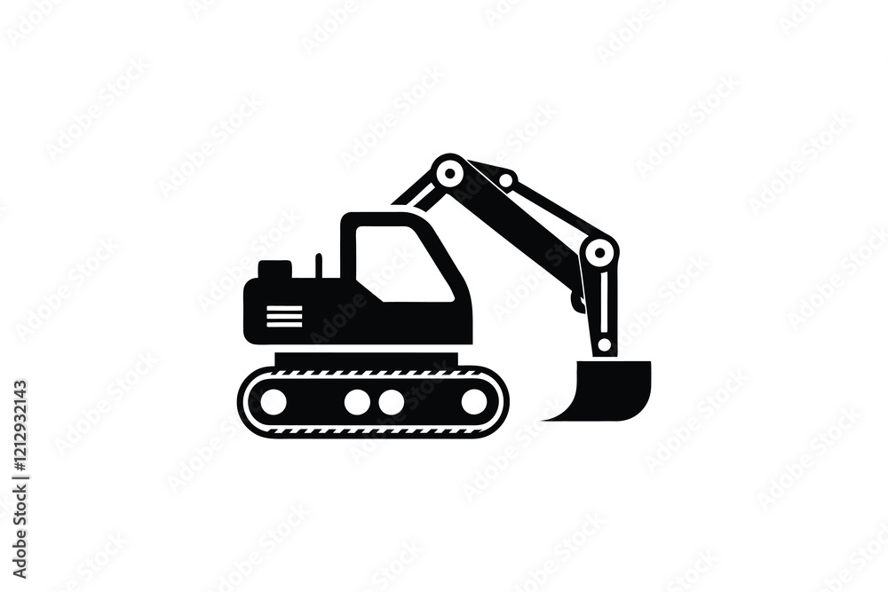 Construction excavator silhouette vector illustration isolated on a white background Construction excavator silhouette vector illustration isolated on a white background