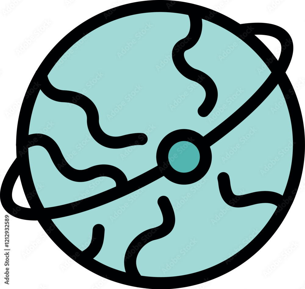 Uranus planet rotating with ring orbiting around is an icon representing the seventh planet from the sun Uranus planet rotating with ring orbiting around is an icon representing the seventh planet from the sun