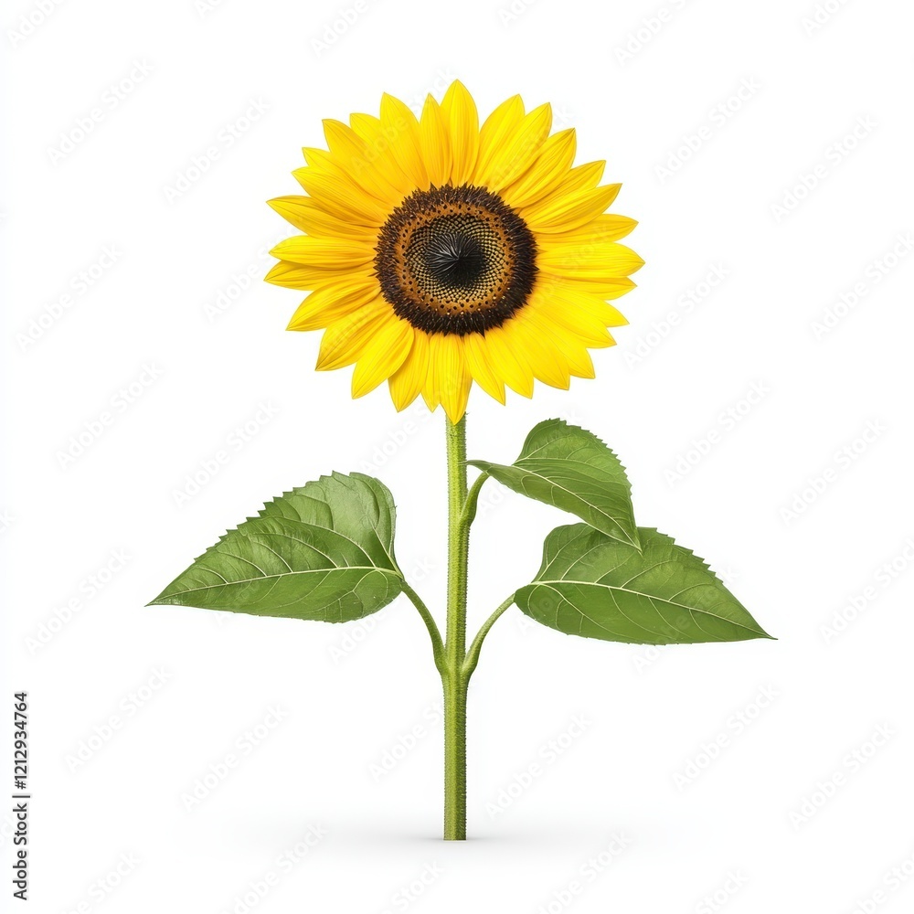 Obraz premium A beautifully detailed sunflower showcasing vibrant yellow petals and rich brown center, perfect for floral-themed designs and nature-inspired projects.