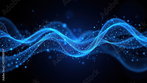A futuristic blue light wave graphic with abstract patterns, symbolizing artificial intelligence's progress and innovation.