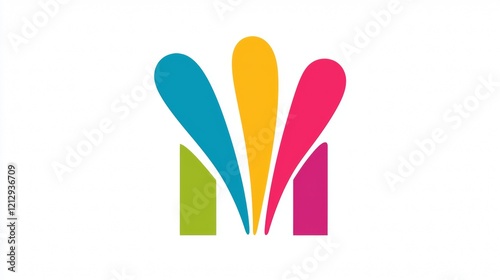 Colorful logo design with vibrant droplets representing creativity and innovation in a modern style
