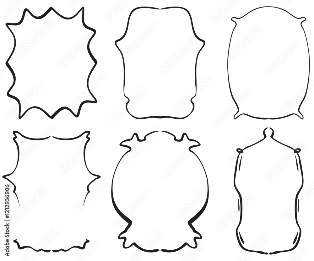 Handmade sketch frames set for design and illustration projects