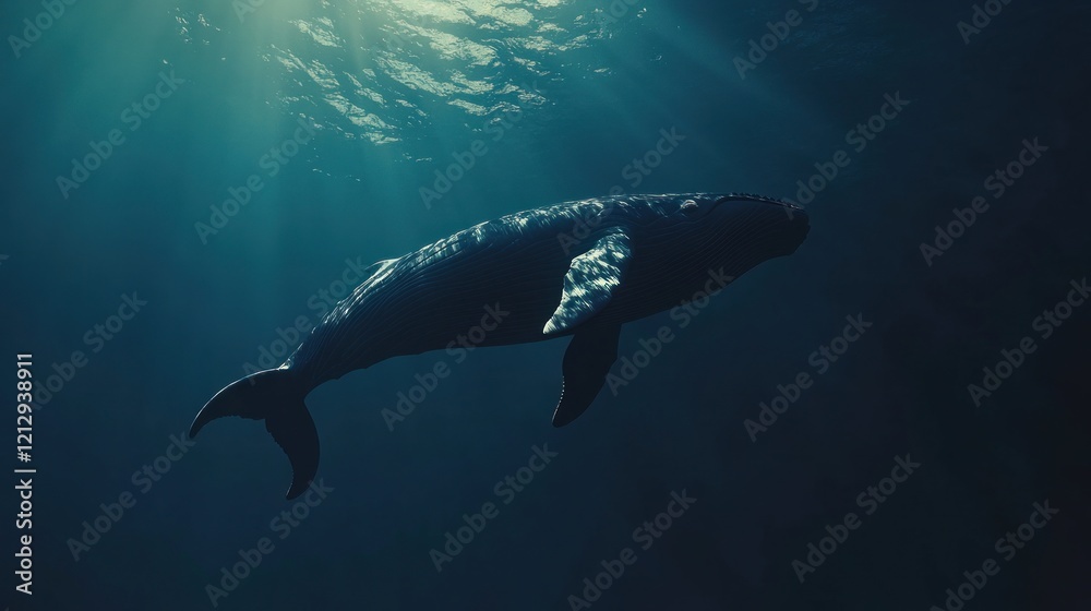 Fototapeta premium Humpback Whale Swimming Through the Ocean