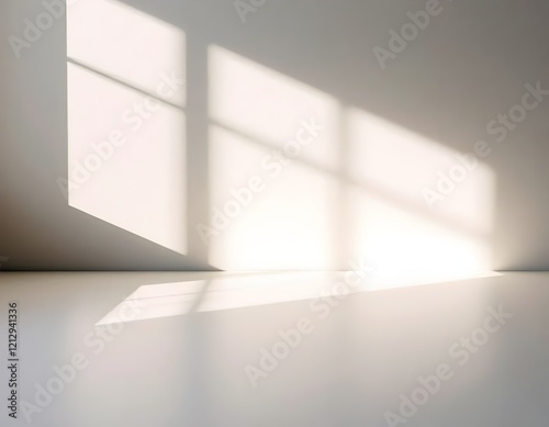 Flat Surface Illuminated by Natural Light Casting Shadows on a Beige Wall