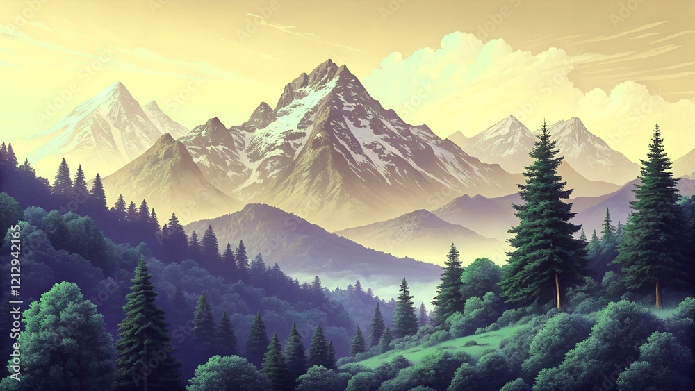 Fototapeta premium mountains in the morning jpg social media post high quality 