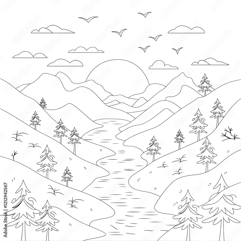 Fototapeta premium winter landscape with snow and birds
