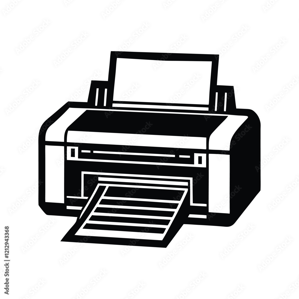 illustration of a printer, silhouette vector icon illustration of a printer, silhouette vector icon