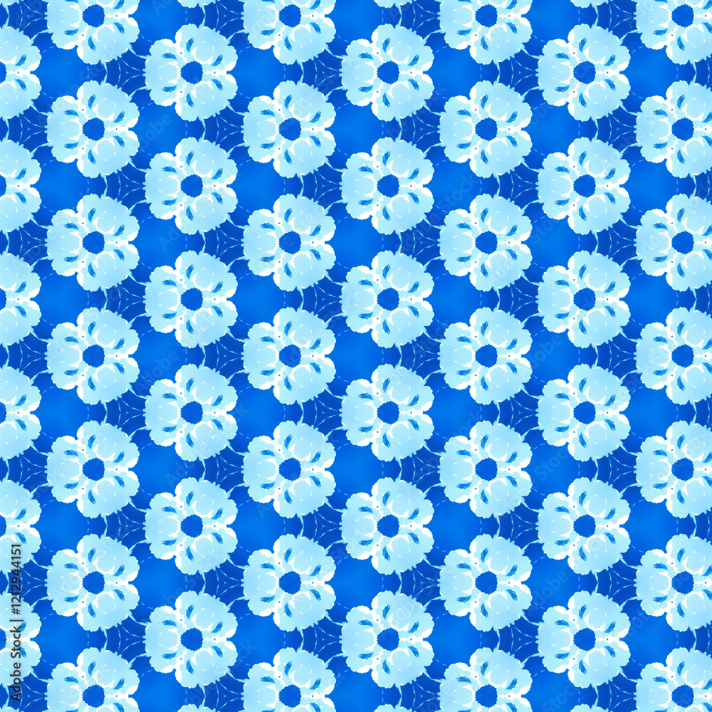 seamless pattern with blue flowers