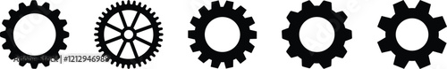Gear icons set. Parameter or setting symbol. Isolated vector for apps or website on transparent background cog wheel, engine circle flat symbol