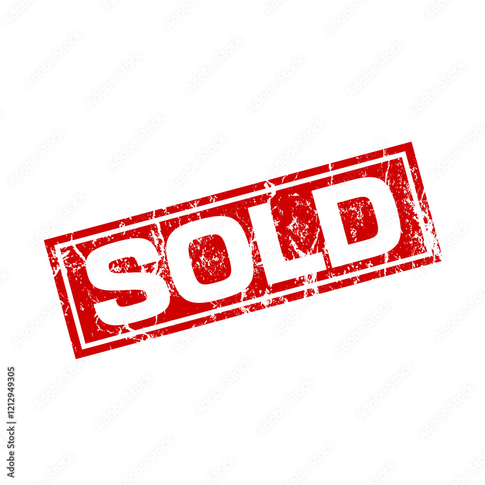Fotografie sold - red rubber stamp with  grunge effect - vector illustration