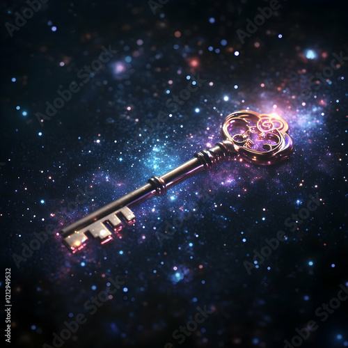 A glowing key unlocking a universe of stars, symbolizing limitless possibilities