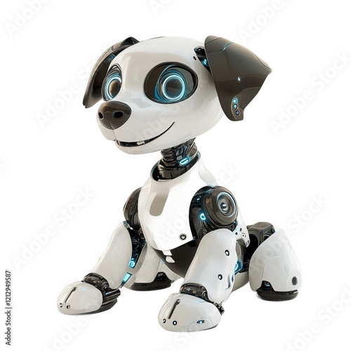 Adorable Robotic Canine with Glowing Eyes Png Background