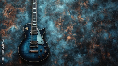 Electric guitar on textured background, studio shot photo