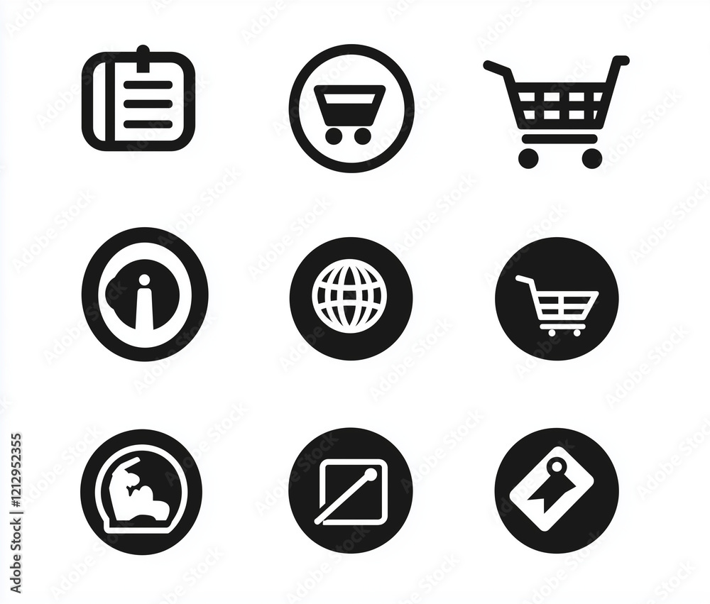Set of black and white icons for the contact us section, with a globe icon in the center, a phone symbol on the left side, mail symbols in the bottom right corner Set of black and white icons for the contact us section, with a globe icon in the center, a phone symbol on the left side, mail symbols in the bottom right corner