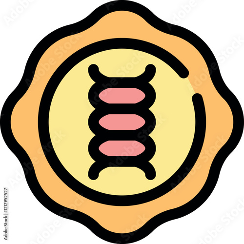 Gmo free certified product stamp with dna spiral, guaranteeing natural origin and absence of genetic modifications