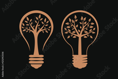 an icon of a light bulb with a glowing filament shaped like a tree