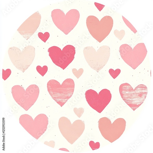 Pink Watercolor Hearts Seamless Pattern Background