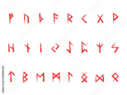 Bloody Scandinavian runes on a white background