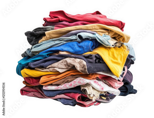 Pile of dirty clothes isolated on transparent or white background 