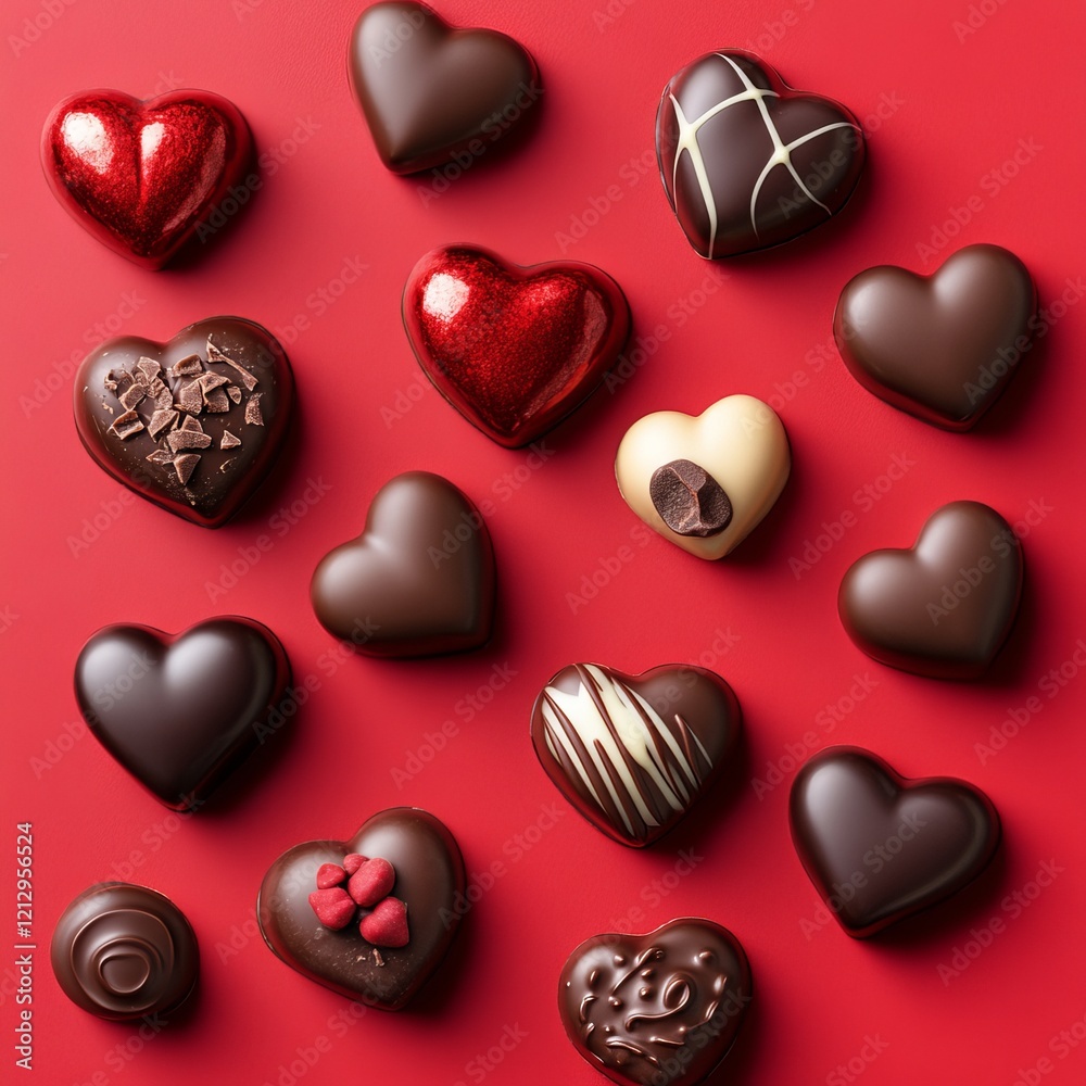 Fototapeta premium Valentine's Day Chocolate Hearts Background