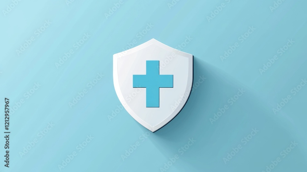 Obraz premium Stylish White Shield with Blue Cross Graphic Design