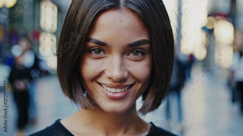 Wallpaper Mural Happy and confident young woman smiling at the camera outdoors Torontodigital.ca