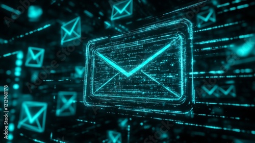 Digital Email Icon - Futuristic Technology Art