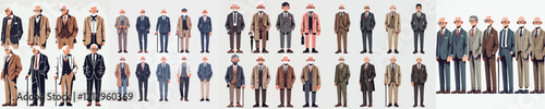 vector set of grandfather characters wearing suits
