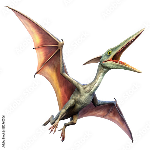 Flying pterodactyl isolated on transparent background  
