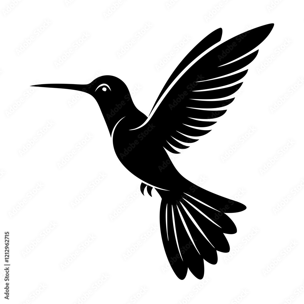 Fototapeta premium Hummingbird simple illustration silhouette set