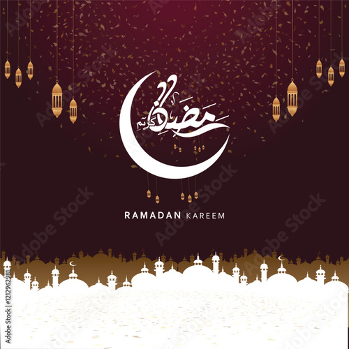 Ramadan kareem social media stories template with arabic calligraphy means generous holiday vector illustration. Ramadan is holy month in Islam