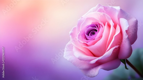 Elegant pink rose with soft petals on a gradient background