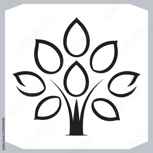 Decorative Tree Leaf Silhouettes Modern Logotype Icons